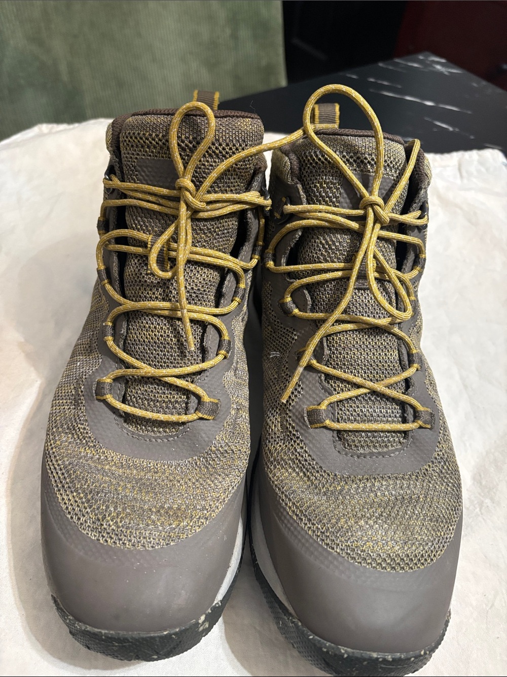 Rie Gray and Mustard Lace-Up Hiking Boots